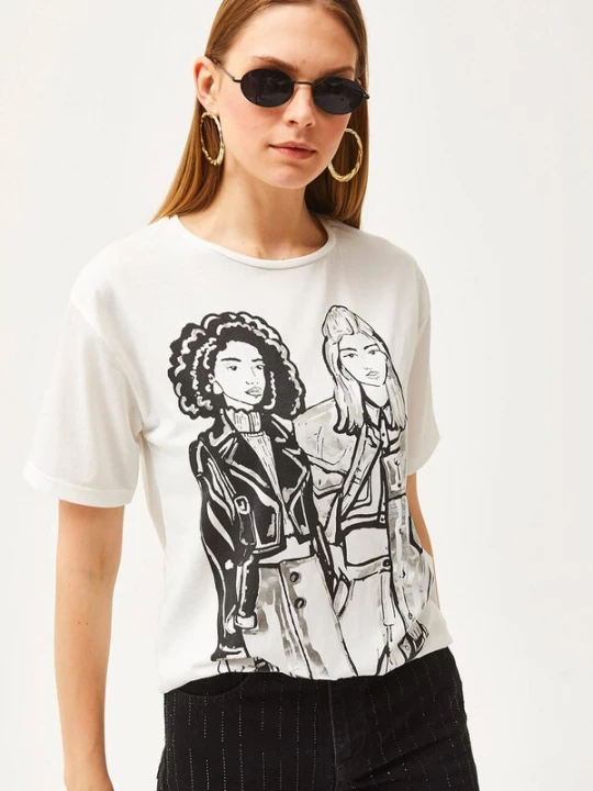 Foto van product olalook Shirt crème / grijs / zwart