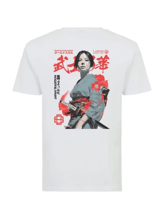 Foto van product Oldskull Shirt 'Asian Blossom Warrior Graphic' wit