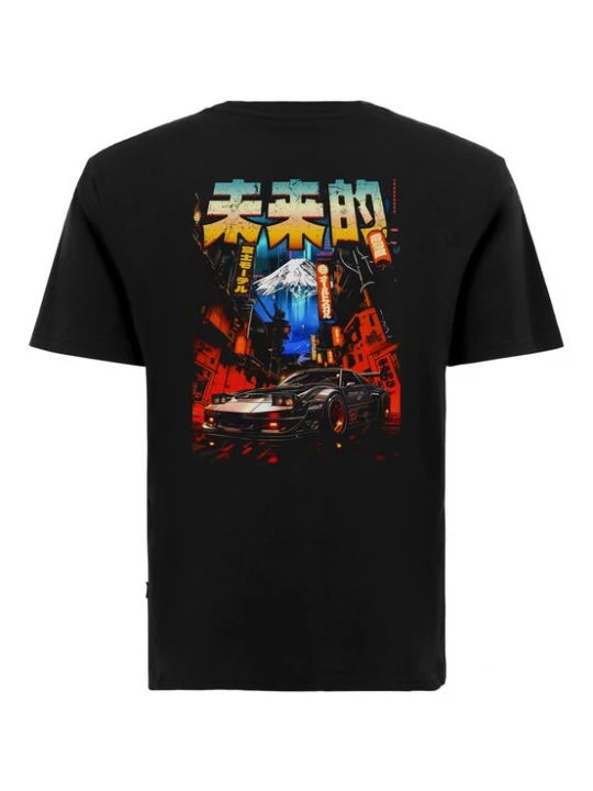 Foto van product Oldskull Shirt 'Asian City Nights Racing Car' blauw / geel / rood / zwart