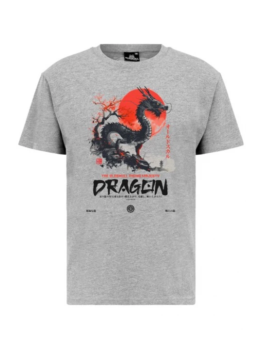 Foto van product Oldskull Shirt 'ASIAN DRAGON SPIRIT' grijs / rood / zwart