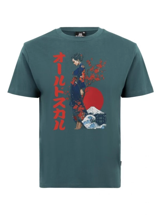 Foto van product Oldskull Shirt 'Asian Fuji Wave Graphic' donkergroen