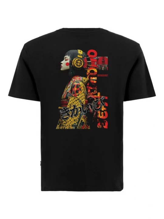 Foto van product Oldskull Shirt 'Asian Kimono Beat' geel / donkergrijs / rood / zwart