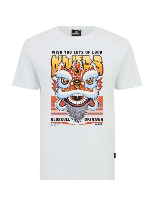 Foto van product Oldskull Shirt 'Asian Lucky Dragon' geel / oranje / zwart / wit
