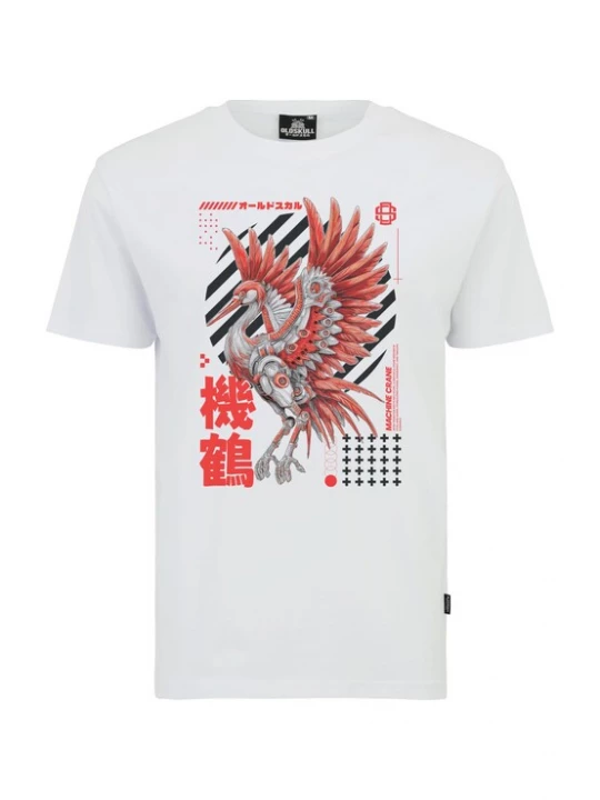 Foto van product Oldskull Shirt 'Asian Neon Cyber Crane Graphic' wit