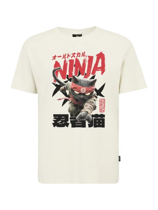 Foto van product Oldskull Shirt 'Asian Ninja Cat Graphic' offwhite