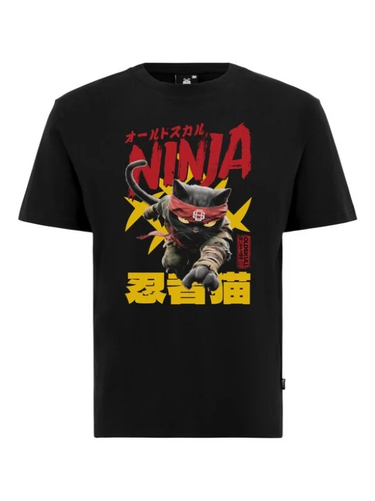 Foto van product Oldskull Shirt 'Asian Ninja Cat Graphic' zwart