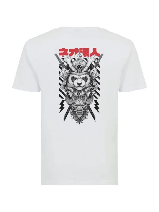 Foto van product Oldskull Shirt 'Asian Panda Samurai Warrior Graphic' wit