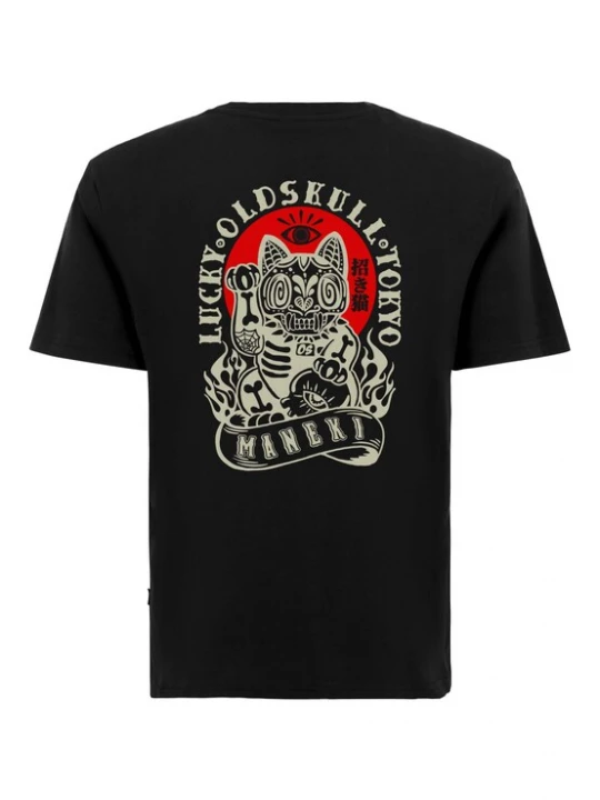 Foto van product Oldskull Shirt 'ASIAN REBEL CAT KANJI GRAPHIC' geel / rood / zwart / wit