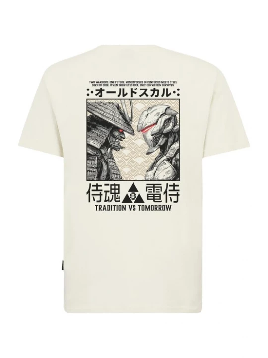 Foto van product Oldskull Shirt 'Asian Samurai Robot Fusion Graphic' offwhite