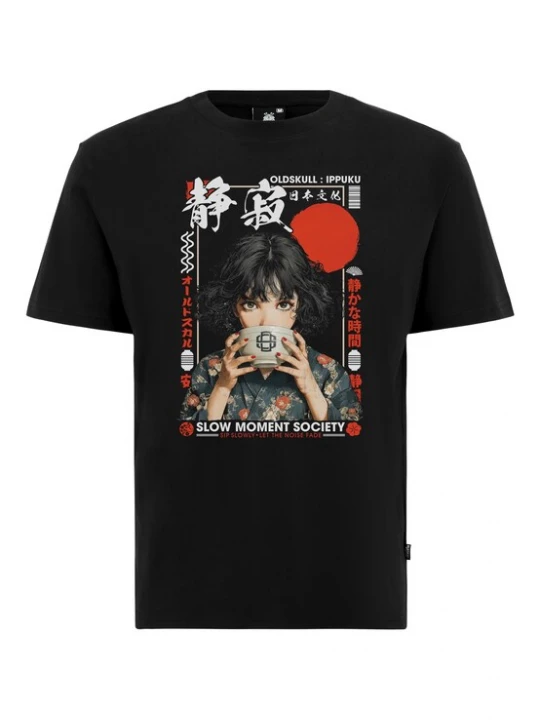 Foto van product Oldskull Shirt 'Asian Tea Time Kimono Graphic' zwart