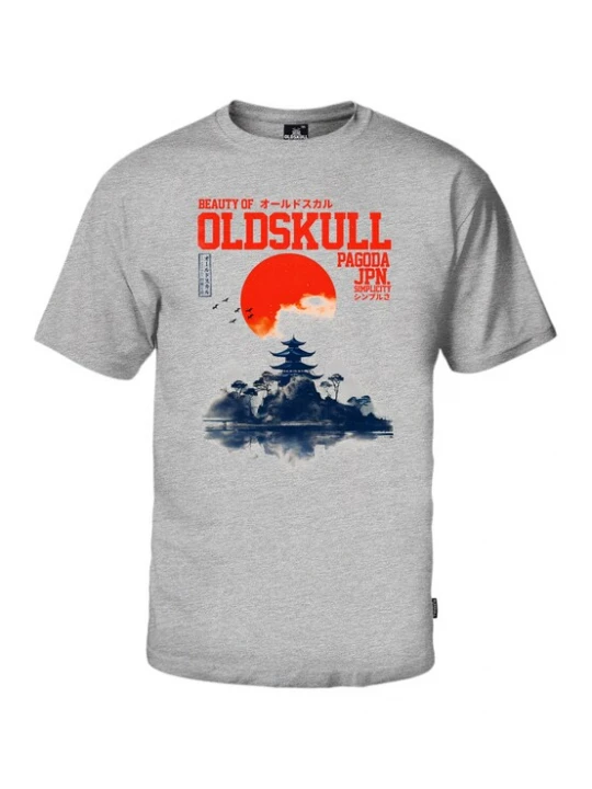 Foto van product Oldskull Shirt 'Asian Temple' grijs