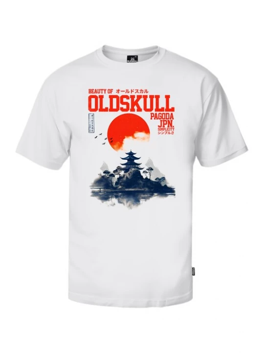 Foto van product Oldskull Shirt 'Asian Temple' wit
