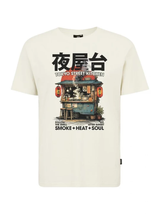 Foto van product Oldskull Shirt 'Asian Tokyo Street Food Graphic' offwhite