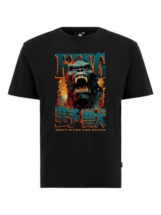 Foto van product Oldskull Shirt 'Japanese Ape Comic Graphic' smaragd / oranje / zwart