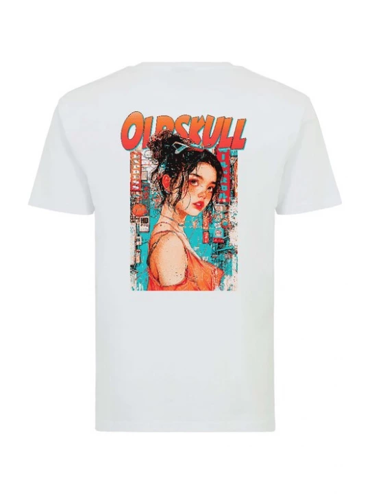 Foto van product Oldskull Shirt 'Retro Pixel Lady' blauw / rood / wit