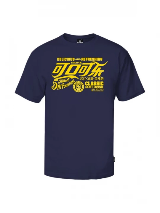 Foto van product Oldskull Shirt 'Retro Refreshing Typography' navy / citroen