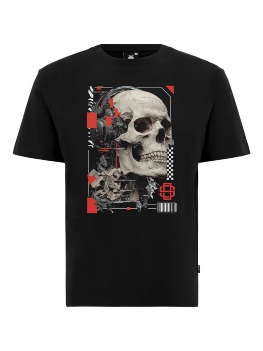 Foto van product Oldskull Shirt 'Xtreme futuristic skull headphones graphic' zwart