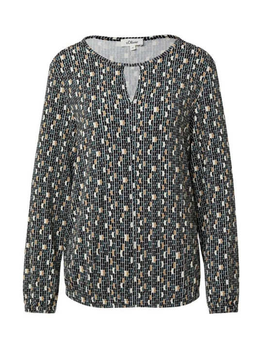 Foto van product .Oliver Blouse camel / petrol / zwart / wit s.Oliver