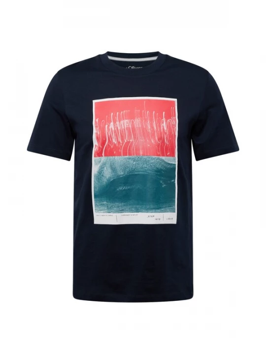 Foto van product .Oliver Shirt navy / cyaan blauw / lichtrood / wit s.Oliver