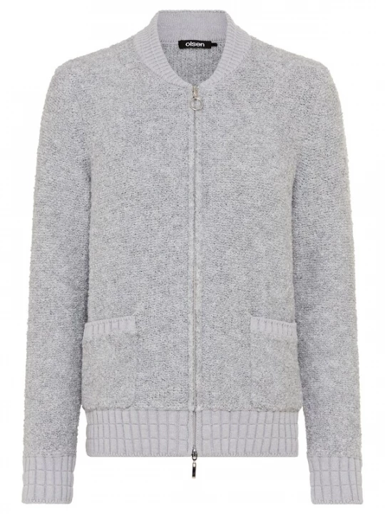 Foto van product Olsen Gebreid vest grijs gemêleerd