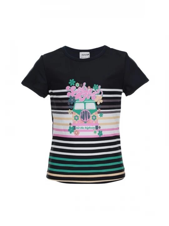Foto van product OLYMPIA Shirt nachtblauw / jade groen / lichtroze / wit