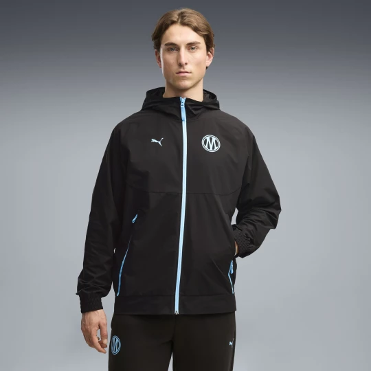 Foto van product Olympique de Marseille PUMATECH geweven jack met volledige rits voor Heren, Blauw / Zwart