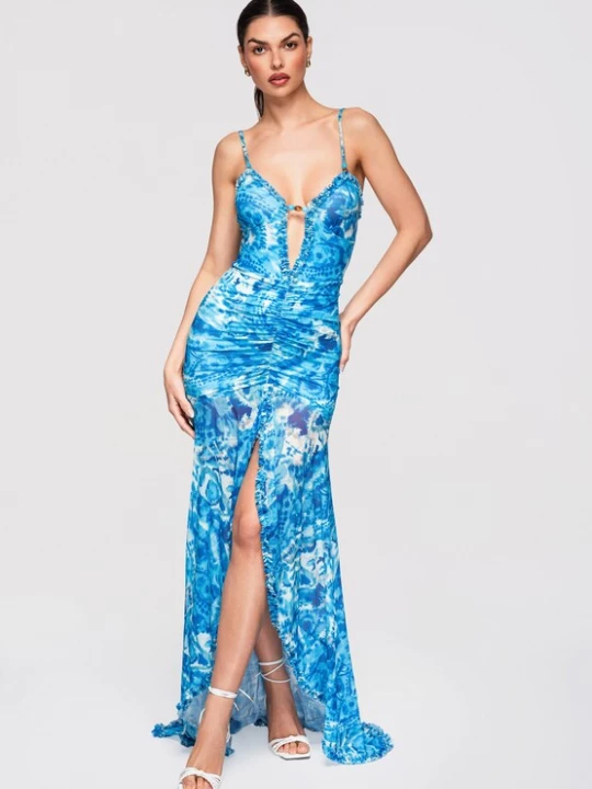 Foto van product Ombre Avondjurk blauw gemêleerd