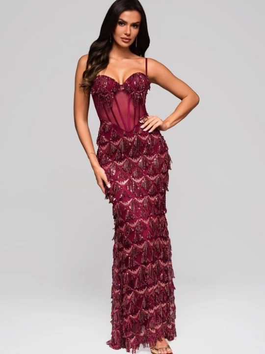 Foto van product Ombre Avondjurk bordeaux
