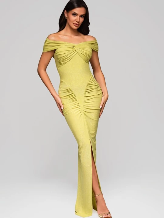 Foto van product Ombre Avondjurk 'Carmen' limoen