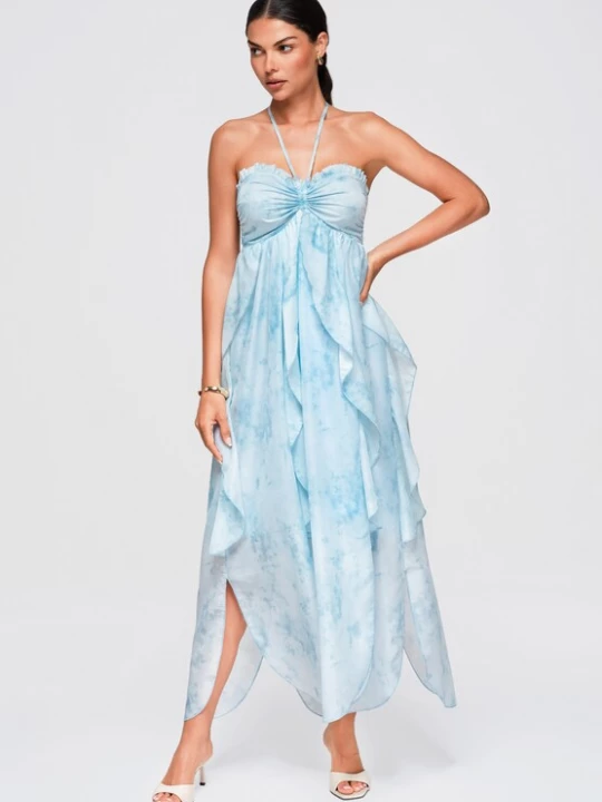 Foto van product Ombre Avondjurk pastelblauw