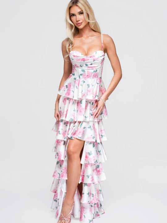 Foto van product Ombre Avondjurk rosa / wit