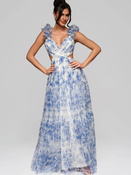 Foto van product Ombre Avondjurk 'Sylvia' blauw / wit