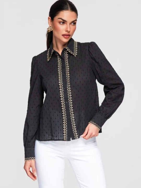 Foto van product Ombre Blouse 'Dobby' zwart