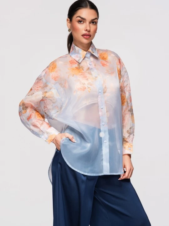 Foto van product Ombre Blouse 'SH-E0028' beige / blauw / bruin / oranje / pink