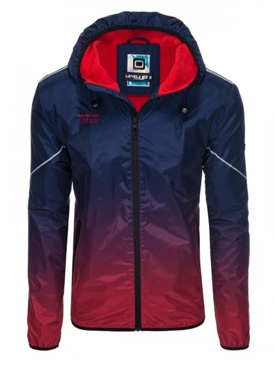 Foto van product Ombre Tussenjas 'OM-JANP-0105' donkerblauw / bloedrood / zilver