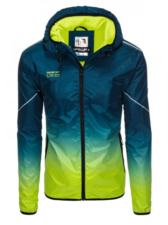 Foto van product Ombre Tussenjas 'OM-JANP-0105' turquoise / neongroen / zwart