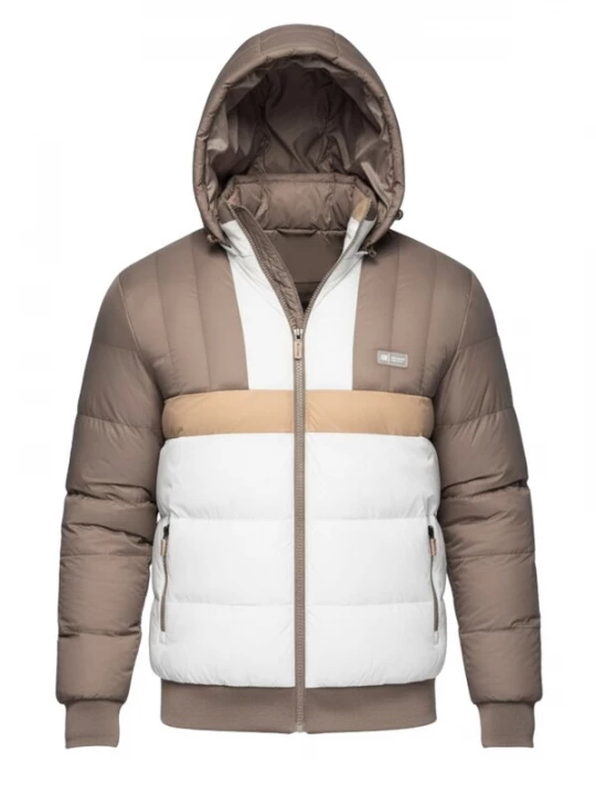 Foto van product Ombre Winterjas donkerbeige / karamel / wit