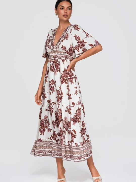 Foto van product Ombre Zomerjurk kastanjebruin / chocoladebruin / wit