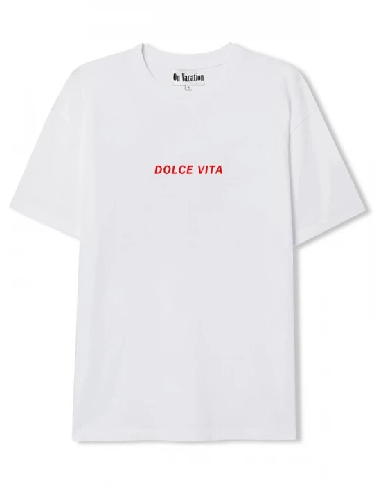 Foto van product On Vacation Shirt 'Dolce Vita' rood / wit