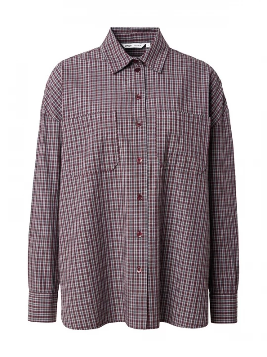 Foto van product ONLY Blouse grijs / wijnrood / wit