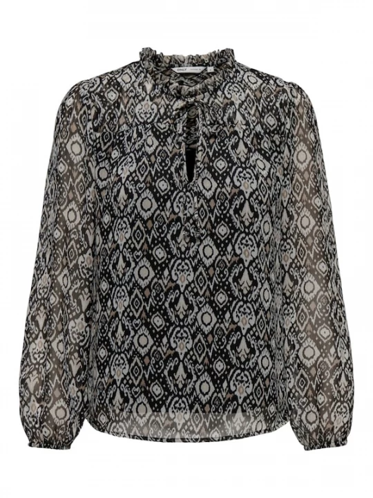 Foto van product ONLY Blouse 'ONLDitsy' lichtbruin / grijs / zwart