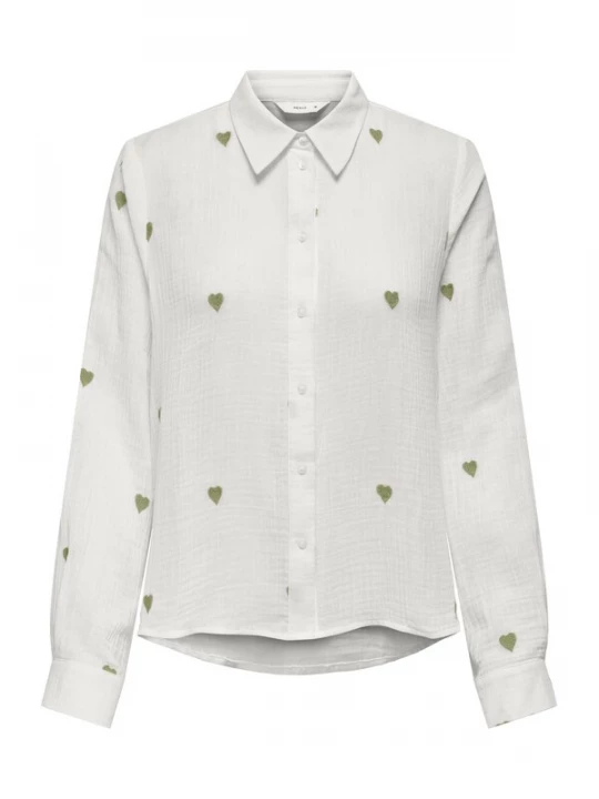 Foto van product ONLY Blouse 'ONLHEART' olijfgroen / wit