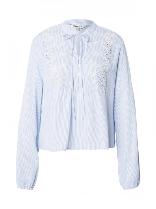 Foto van product ONLY Blouse 'ONLLennyo' lichtblauw / wit