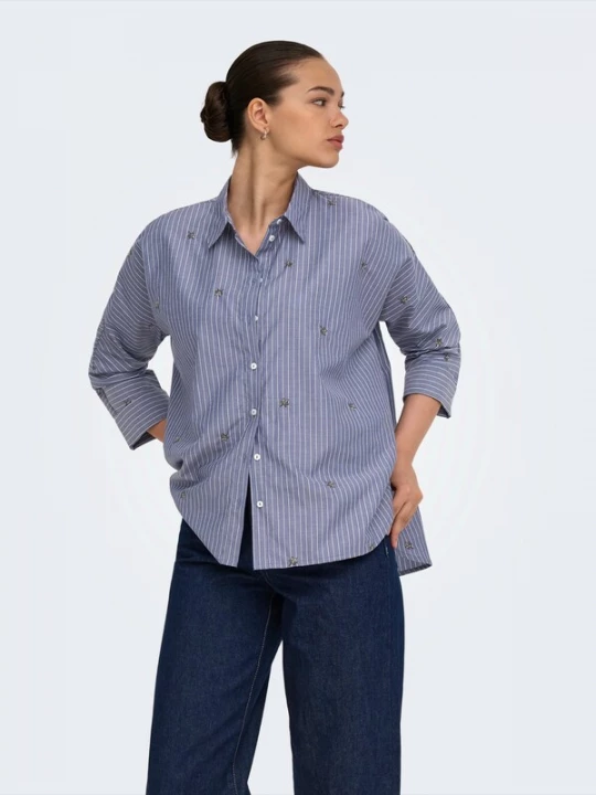 Foto van product ONLY Blouse 'ONLNew Lina Grace' saffier / wit
