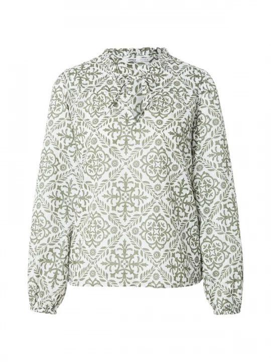 Foto van product ONLY Blouse 'ONLROANNE' olijfgroen / wit