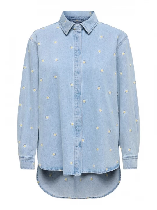 Foto van product ONLY Blouse 'ONLVERA' blauw denim / geel / wit