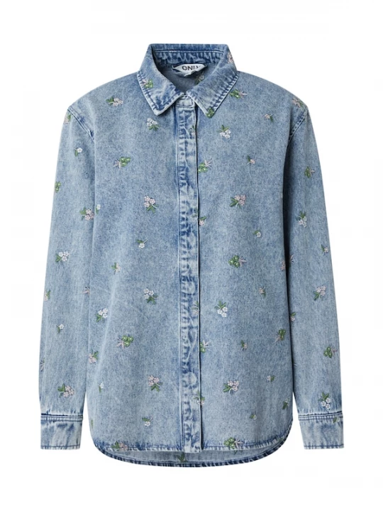 Foto van product ONLY Blouse 'ONLVera' blauw denim / groen / rosé / offwhite