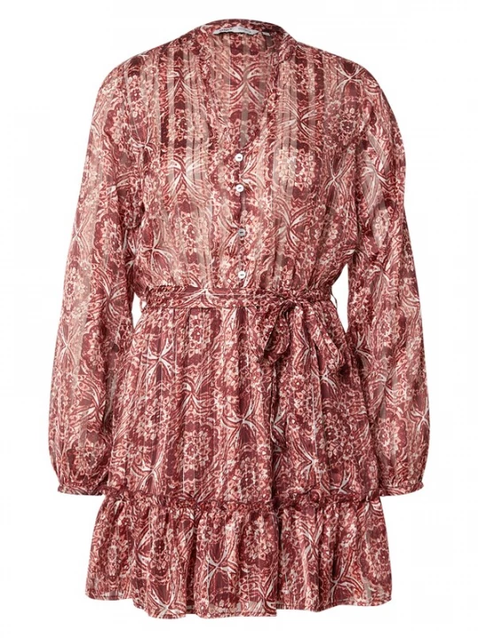 Foto van product ONLY Blousejurk 'ONLAvery' pasteloranje / wijnrood / offwhite