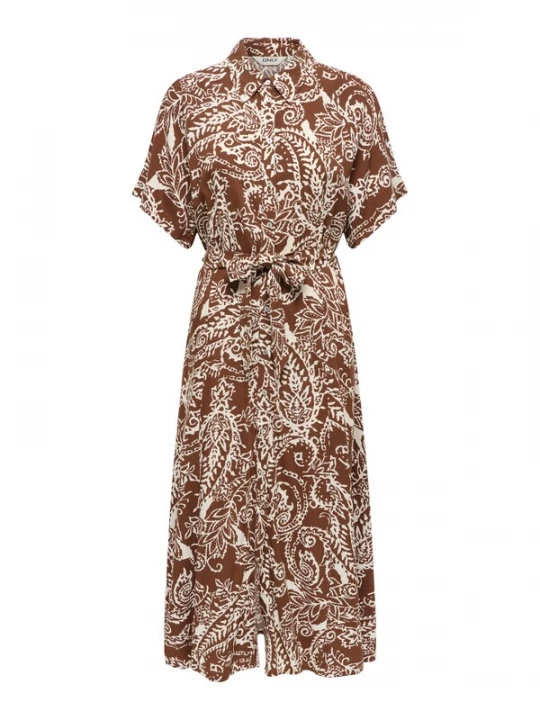 Foto van product ONLY Blousejurk 'ONLSafa' crème / chocoladebruin