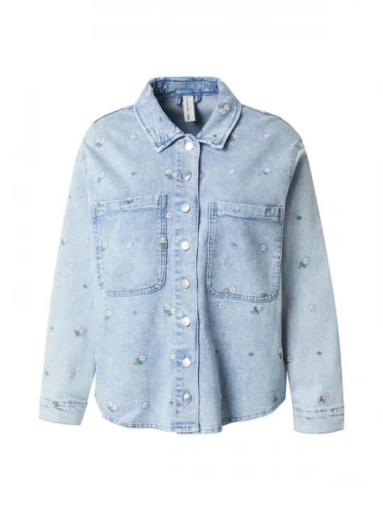 Foto van product ONLY Carmakoma Blouse 'CARCASSIE' blauw denim / curry / groen / wit